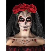 smiffys 41570 day of the dead face tattoo transfers kit one size