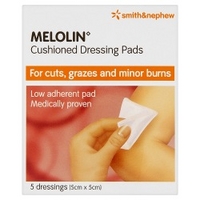 Smith & Nephew Melolin Cushioned Dressing Pads 5 Dressings (5cm x 5cm)