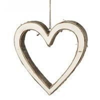 Small Wooden Bark Hanging Heart Decoration