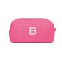 Small Cotton Waffle Cosmetic Bag - Hot Pink