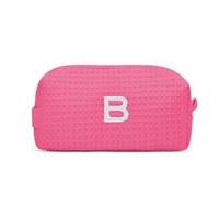 small cotton waffle cosmetic bag hot pink