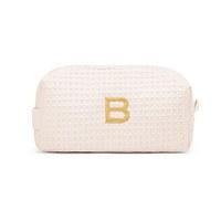 Small Cotton Waffle Cosmetic Bag - Ivory