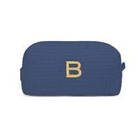 Small Cotton Waffle Cosmetic Bag - Navy