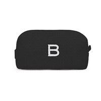 small cotton waffle cosmetic bag black