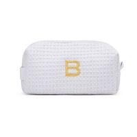 Small Cotton Waffle Cosmetic Bag - White