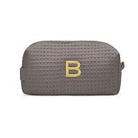 Small Cotton Waffle Cosmetic Bag - Gray