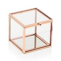 Small Glass Jewellery Box with Rose Gold Edges