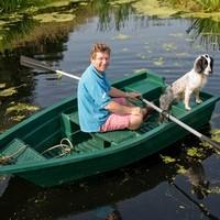 small family boat with wheels