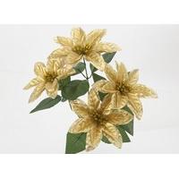 Small Gold 4 Stem Poinsettia Flower With Gold Edge