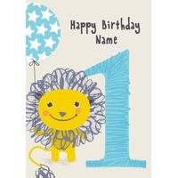 Smiling Lion l Personalised 1st Birthday Card