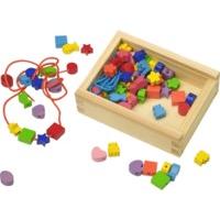 Small Foot Design Colourful Wooden Threading Beads - Approx 80 small