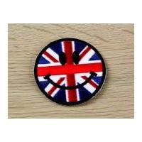 Smiley Face Union Jack Embroidered Iron On Motif Applique