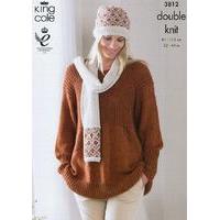 smock cardigan hat and scarf in king cole dk 3812