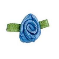 Small Ribbon Roses Antique Blue