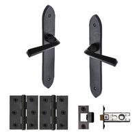 smooth black door handle lever latch grafton design