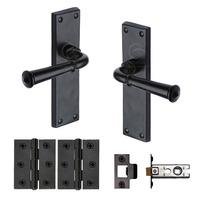 smooth black door handle lever latch ashfield design