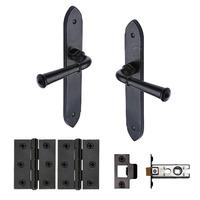 smooth black door handle lever latch hadley design