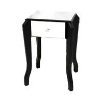 Small Mirror Lamp Table with Black Trim