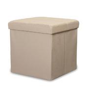 Small Folding Ottoman Storage Box in Cream