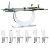 Smooth Clear Glass Top Dining Table And 6 Dining Chairs
