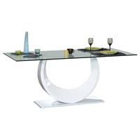 Smooth Clear Glass Top Dining Table With White High Gloss Base