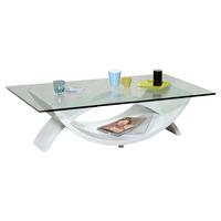 Smooth Glass Top Coffee Table With White High Gloss Base