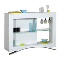 Smooth High Gloss White Bar Unit With Glass Shelf