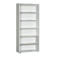 Smooth White Finish Large Bookcase With 6 Shelf