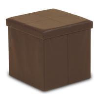 Small Folding Ottoman Storage Box in Brown