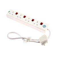 SMJ 4 Gang Surge Protected Switched Extension Lead 0.75m White