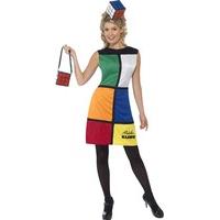 Smiffy\'s Women\'s Rubik\'s Cube Costume, Dress, Headband & Bag, Size: 8-10, Colour: Multi, 38791