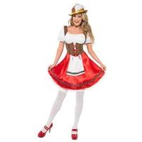 Smiffy\'s Women\'s Bavarian Wench Costume, Dress with Attached Apron, Around the World, Size:X1, Colour:Multi, 30092