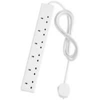 SMJ B6W2MP 6-Socket 13A Extension Lead with 2m Cable - White by SMJ