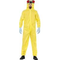 Smiffy\'s Men\'s Breaking Bad Costume, Hazmat Suit, Latex Mask, Gloves & Goatee, Size: L, Colour: Yellow, 20498