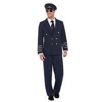 Smiffy\'s Pilot Costume with Jacket, Trousers and Hat - Navy Blue, Large