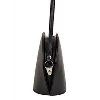 Small Italian evening bag - bag made of grained leather - small (20 x 17 x 9 cm), Colour:Black
