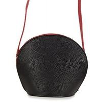 Small Italian evening bag - bag made of grained leather - small (20 x 17 x 9 cm), Colour:Black / Red