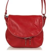 Small leather shoulder bag - evening bag (20 x 17 x 7 cm), Colour:Red