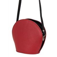 Small Italian evening bag - bag made of grained leather - small (20 x 17 x 9 cm), Colour:Red / Black