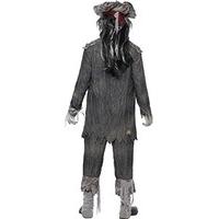 Smiffy\'s Men\'s Ghost Ship Ghoul Costume, Coat, Pants and Hat, Size: L, Color: Grey, 21331