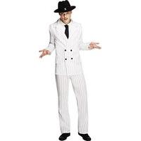 Smiffy\'s Gangster Suit Pin Stripes - White/Black, Large