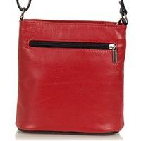 Small Italian Leather Shoulder Bag - Soft leather (18 x 19 x 7 cm), Colour:Red / Black