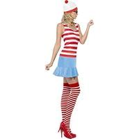 Smiffy\'s Women\'s Where\'s Wenda? Cutie Costume, Dress, Hat, Glasses & Stockings, Size: S, Color: Red and White, 25745
