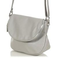 Small leather shoulder bag - evening bag (20 x 17 x 7 cm), Colour:Grey (Light Grey)