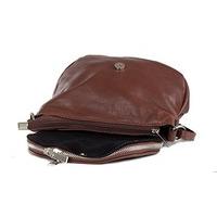 Small leather shoulder bag - evening bag (20 x 17 x 7 cm), Colour:Brown (Marrone)