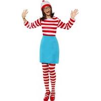 Smiffy\'s Women\'s Where\'s Wally? Wenda Costume, Top, Skirt, Glasses, Tights & Hat, Size: L, Colour: Red and White, 39504