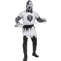Smiffy\'s Men\'s Ghostly Knight Costume, Tunic, Hood and Mask, Size: L, Color: Silver, 29171