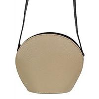 Small Italian evening bag - bag made of grained leather - small (20 x 17 x 9 cm), Colour:Taupe / Schwarz