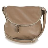 Small leather shoulder bag - evening bag (20 x 17 x 7 cm), Colour:Taupe