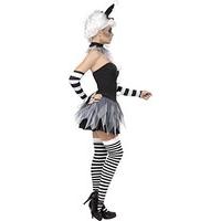 Smiffy\'s Women\'s Sinister Pierrot Costume, Dress, Neckpiece, Hat & Arm Cuffs, Size: L, Color: Black and White, 34226